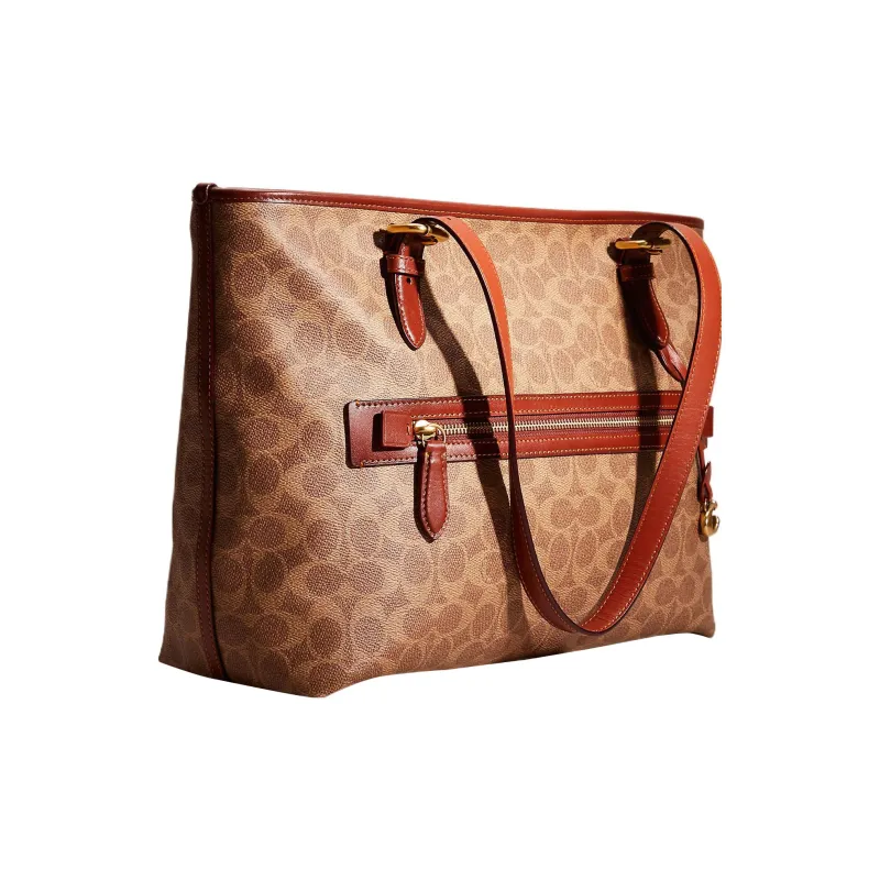 COACH Taylor Coated Canvas With Calfskin Tote Bag Shopping Bag Shoulder Bag Handbag Large Size Women's Tan-2