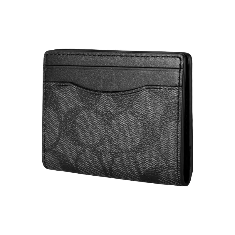 COACH Card Case Cow Leather Card Holder Trumpets Women's Black-1