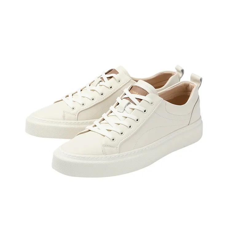 TIMOTHY&CO. Commute To Work Low Top Casual Shoes Men's White Genuine Leather-2