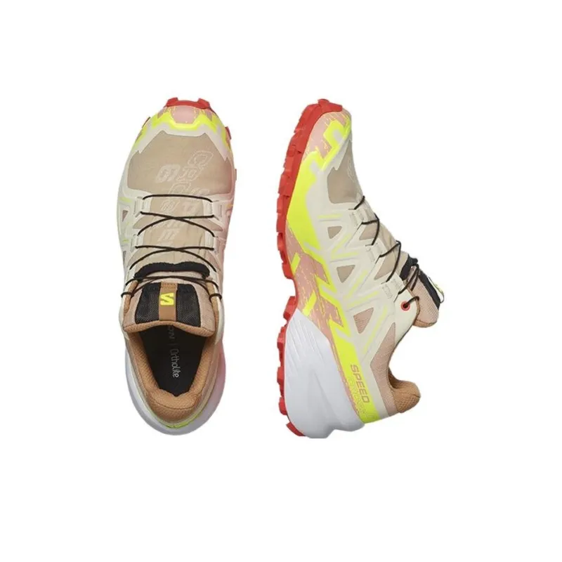 SALOMON Speedcross 6 Cushioned Wear-Resistant Lightweight Low-Top Trail Running Running Shoes Women's Light Brown-2