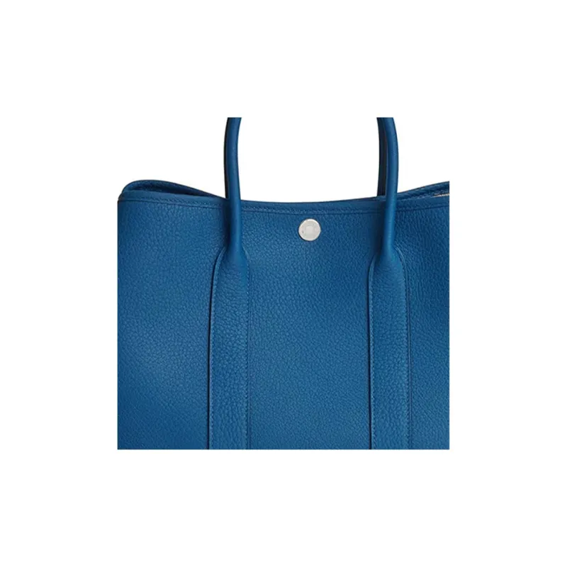 HERMES Garden Party Negonda Leather Handbag 30 Women's 71 Bleu France French Blue-3