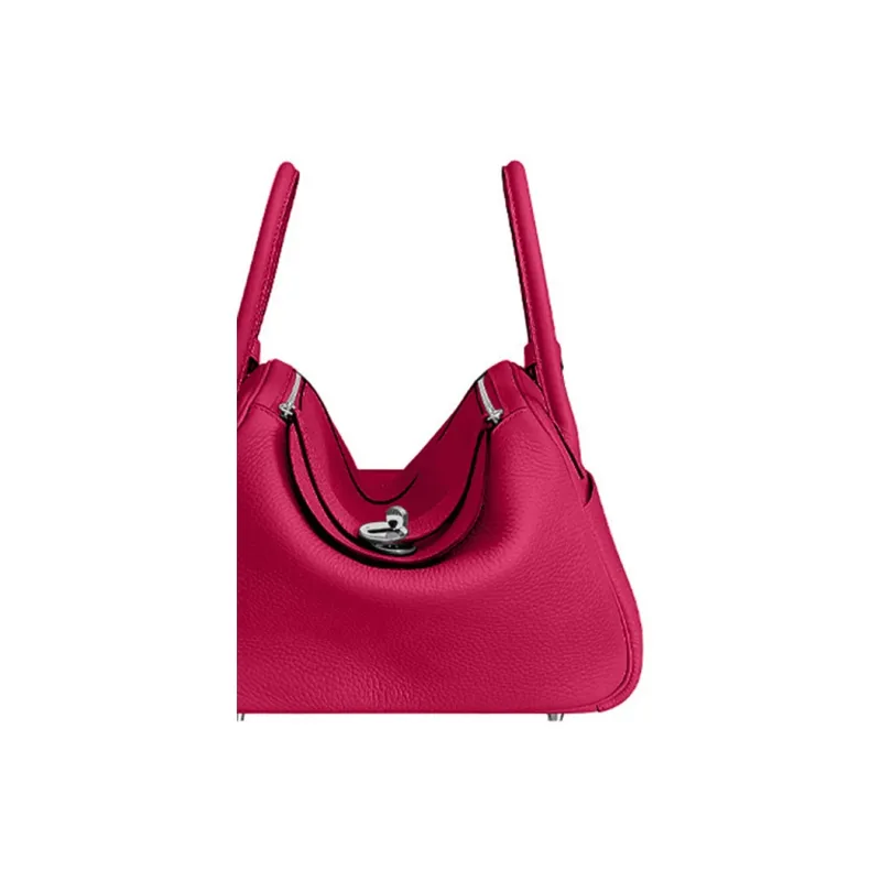 HERMES Lindy Taurillon Clemence Leather Handbag Shoulder Bag Crossbody Bag Mini Women's 5R Rose Shocking Vibrant Pink-3