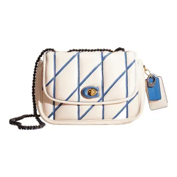 COACH Pillow Madison Leather Pillow Bag Handbag, Shoulder Bag Women's White & Blue