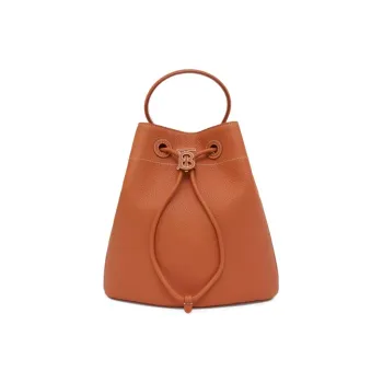Burberry Textured Calfskin Bucket Bag Crossbody Bag Small Size Women's Brown