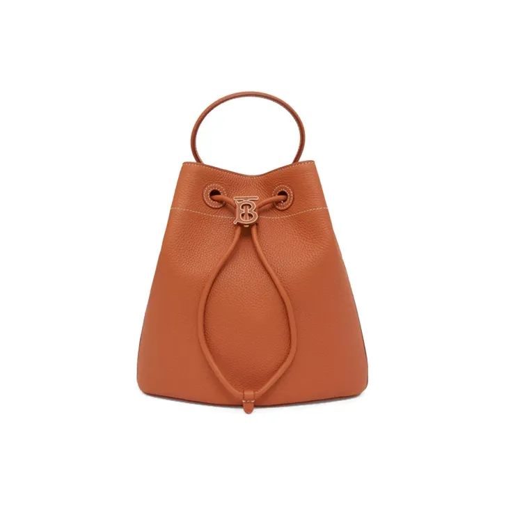 Burberry Textured Calfskin Bucket Bag Crossbody Bag Small Size Women's Brown-0