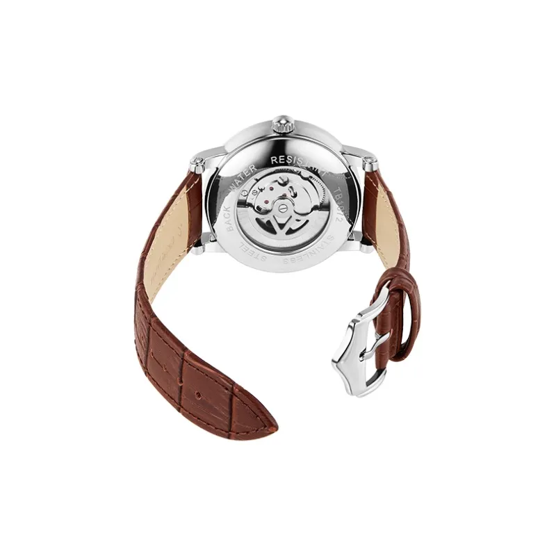 Katie Ermilio Wrist Watch Automatic Mechanical Movement Genuine Leather Strap White Dial Men's Watches-23