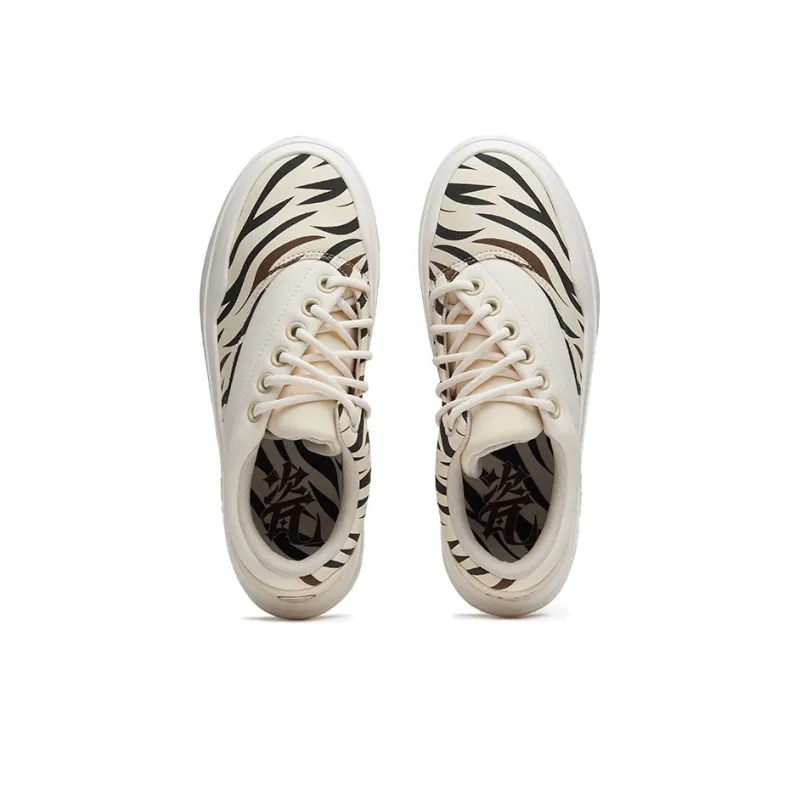 MEDRIA x Senzubean Coverage Warm Slip Resistant Cushioning Wear Resistant Low Top Skateboard Shoes Unisex Zebra Print-4