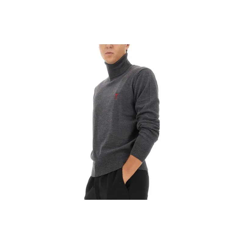 Ami Paris Ami De Coeur Embroidery Turtleneck Sweater-2