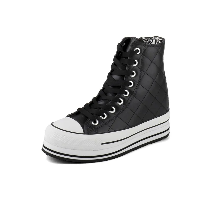 IiJin High Top Skateboard Shoes Women's Black-1