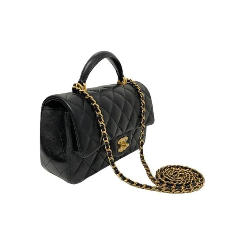 CHANEL Classic Flap CF Lambskin Flap Bag Handbag, Shoulder Bag, Crossbody Bag Mini Women's Black-1
