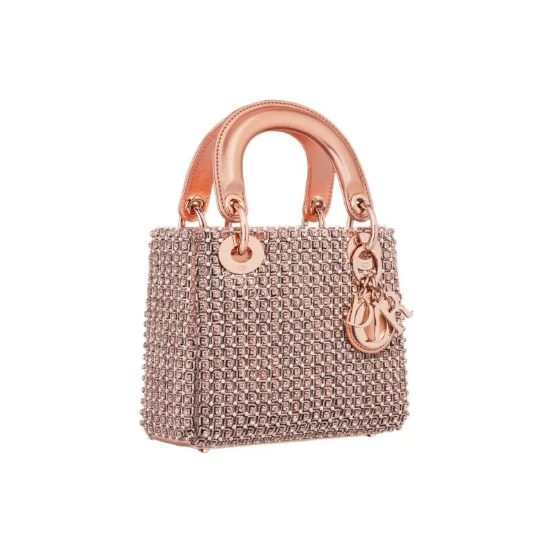 DIOR Lady Dior Rhinestone Dior Bag Shoulder Bag Crossbody Bag Handbag Mini Women's Metal Pink Beads-1