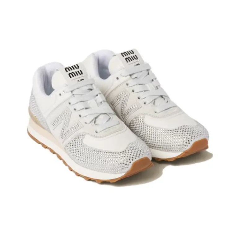 New Balance x MIU MIU NB 574 Slip Resistant Low Top Casual Shoes Women's White-3