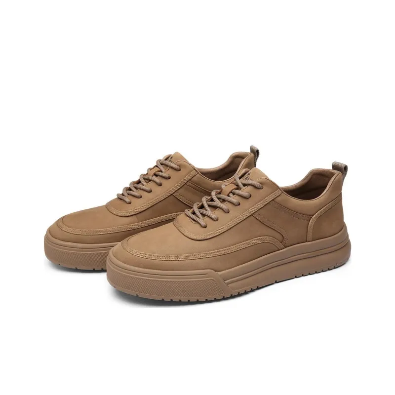 CROWN Low Top Skateboard Shoes Men's Earth Yellow One Yard Larger-1