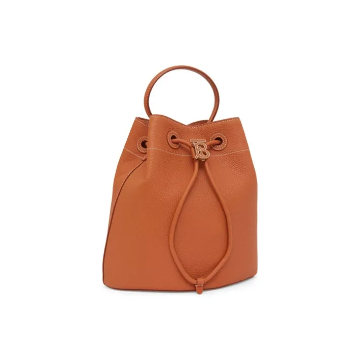 Burberry Textured Calfskin Bucket Bag Crossbody Bag Small Size Women's Brown-3