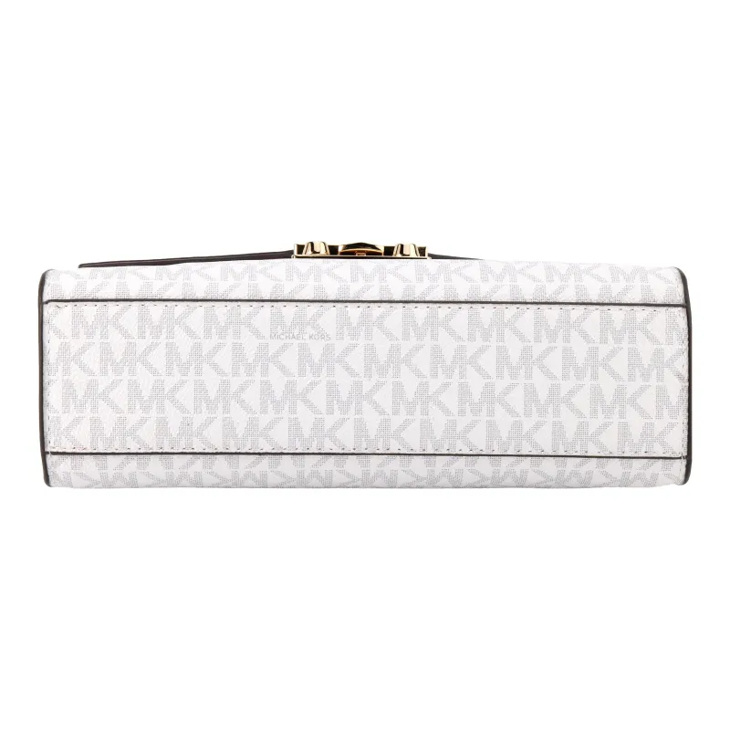 MICHAEL KORS Rose Cow Leather Shoulder Bag Crossbody Bag Women's White With Watermelon Red Accents-3