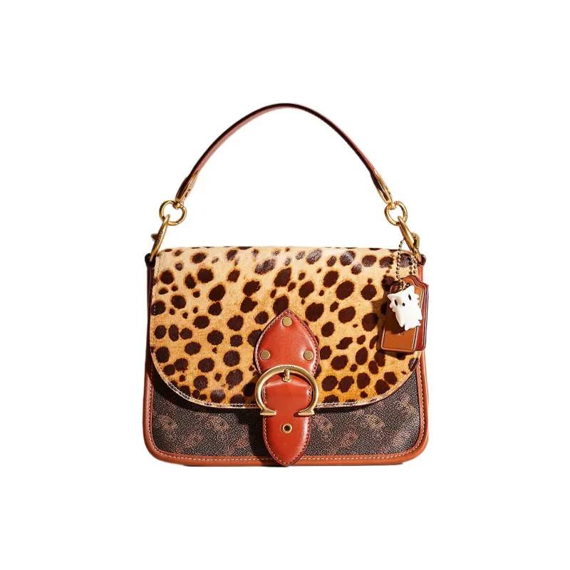 COACH Beat Canvas With Leather Saddle Bag Handbag Shoulder Bag Women's Multicolor-0