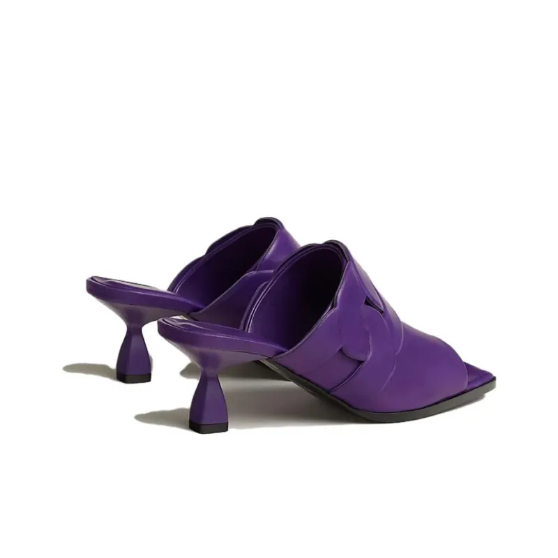 HERMES Hanna Slide Slippers Women's Purple-4