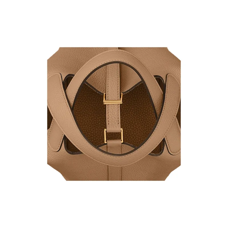 HERMES Picotin Lock Clemence Bullock Leather Basket Bag, Bucket Bag, Handbag Women's 0M Chai Masala Tea Brown-3