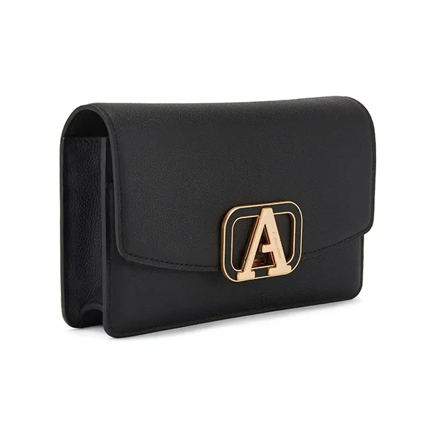 AQUASCUTUM Embossed Cow Leather Crossbody Bag Shoulder Bag Backpack Women's Brown & Black-3