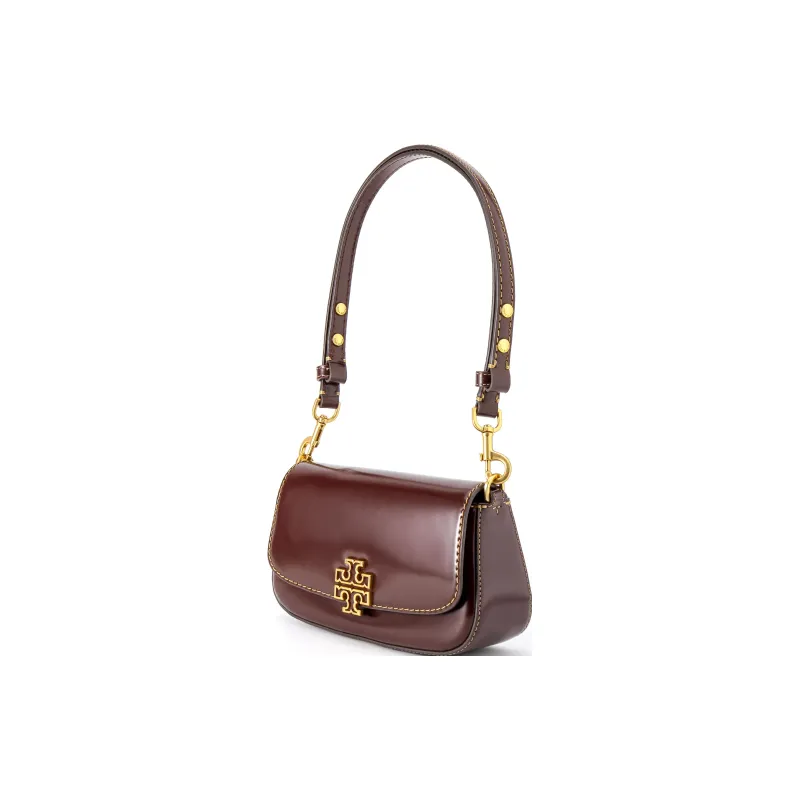 TORY BURCH Britten Leather Shoulder Bag Baguette Bag Portable Crossbody Bag Shoulder Bag Women's Burgundy-2