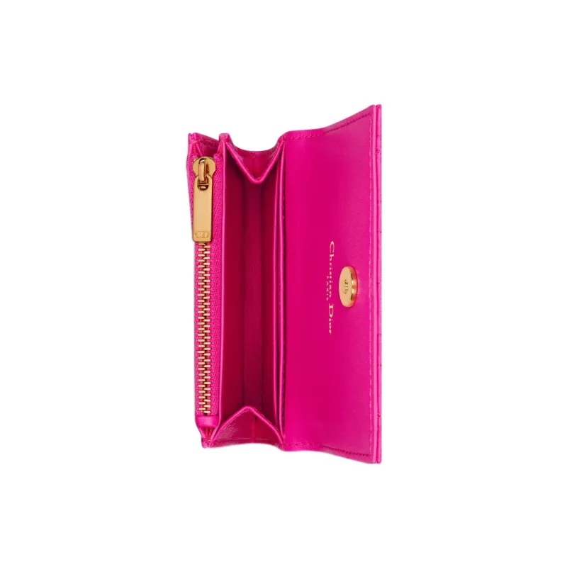 DIOR Caro Soft Calfskin Wallet Extra Small Women's Rose Red-3
