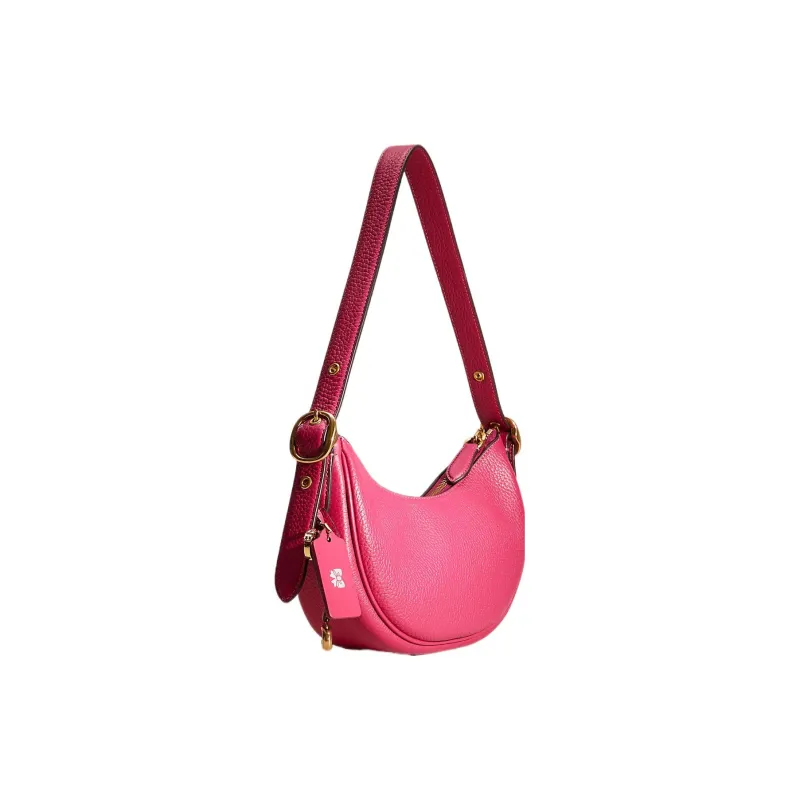 COACH Luna Leather Shoulder Bag, Handbag, Shoulder Bag Large Size Women's Watermelon Red-1