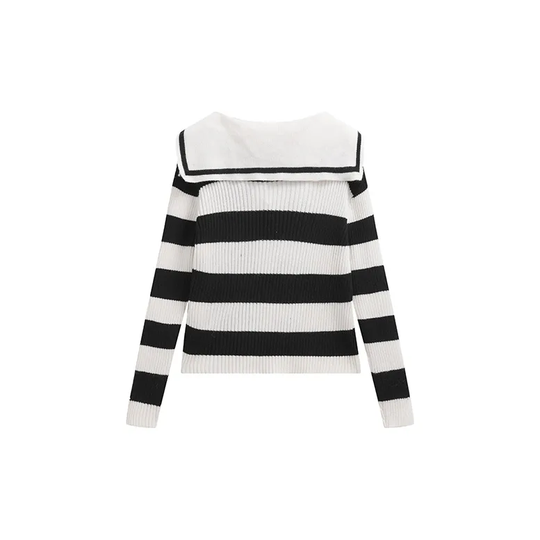 MOPB Knitwear Women's Black White Stripes-1
