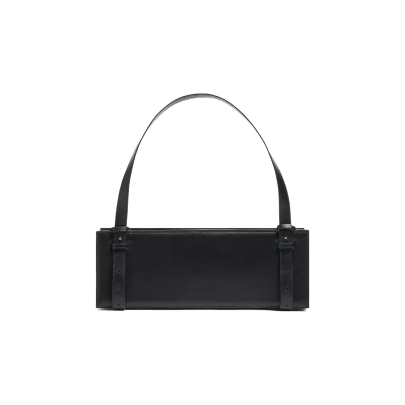 YProject Cow Leather Handbag Shoulder Bag Women's Black-2