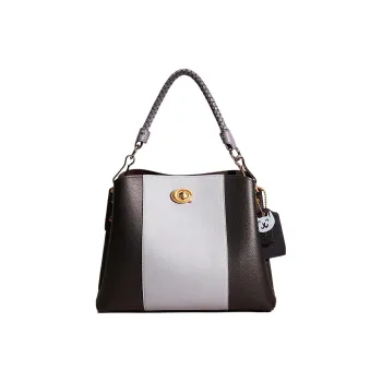 COACH Willow Leather Tote Bag, Shopping Bag, Shoulder Bag, Handbag Large Size Women's Blue & Black