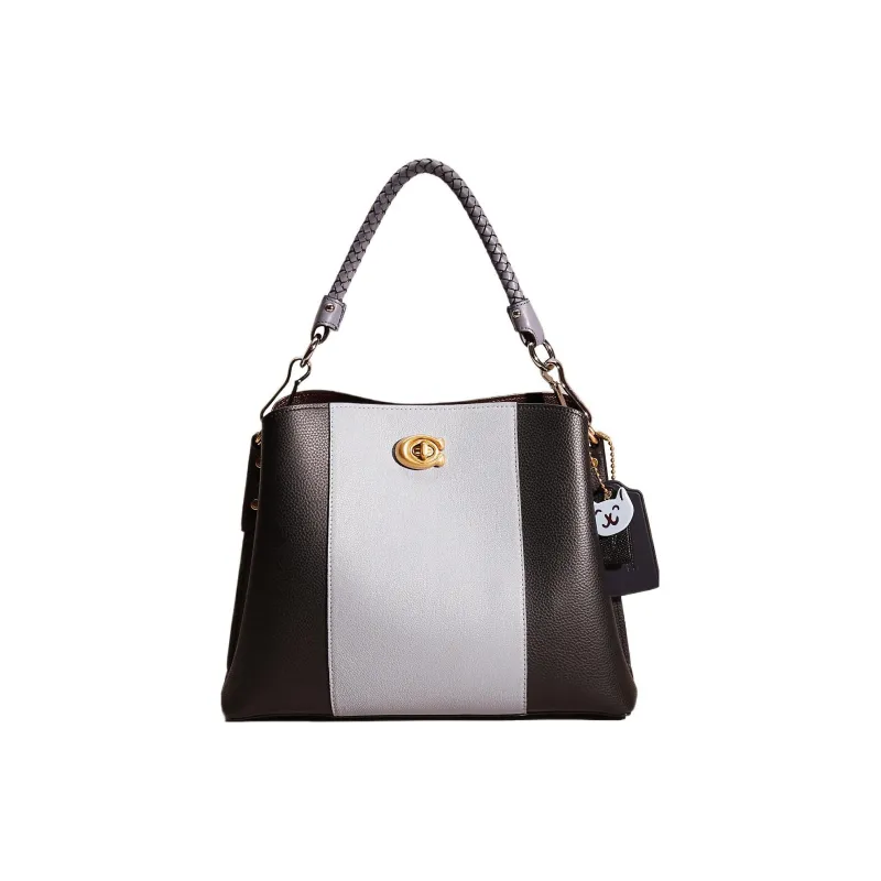 COACH Willow Leather Tote Bag, Shopping Bag, Shoulder Bag, Handbag Large Size Women's Blue & Black-0