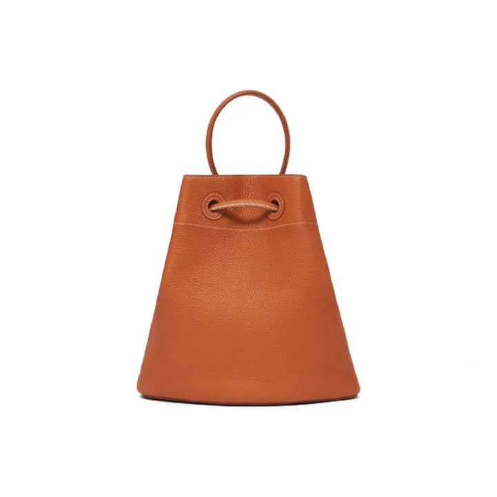 Burberry Textured Calfskin Bucket Bag Crossbody Bag Small Size Women's Brown-4