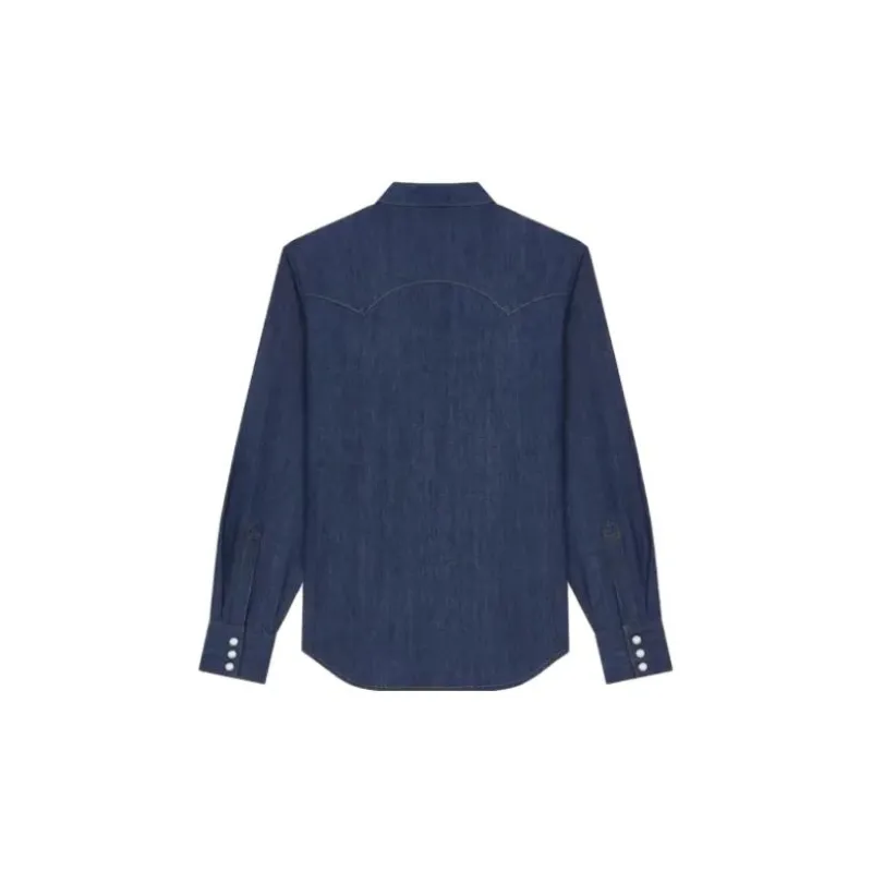 KENZO Logo Embroidered Buttoned Denim Shirt-1
