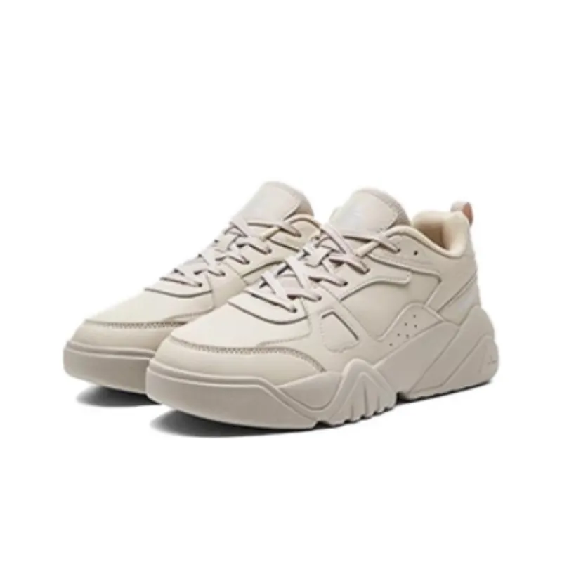 PEAK Cushioning, Wear Resistant Low Top Chunky Sneakers Women's Beige Gray-2