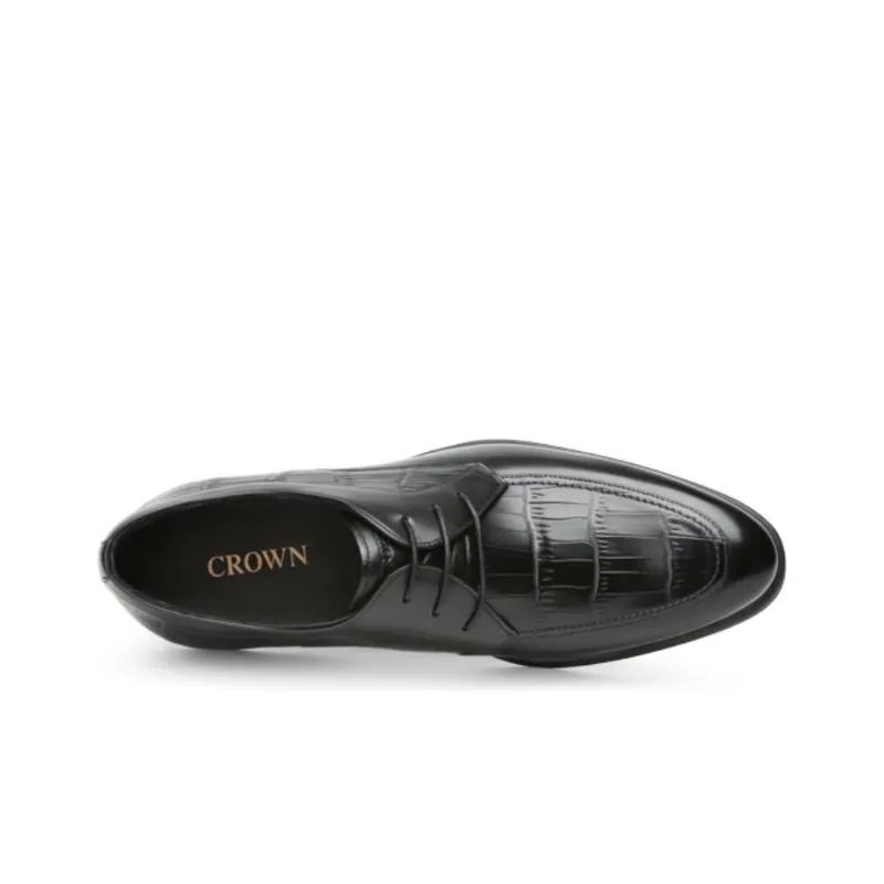 CROWN Dress Shoes Men Low Top Black-3