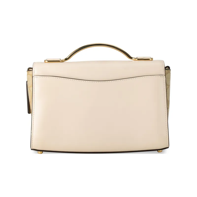 COACH Celia Canvas With Leather Small Square Bag Handbag Shoulder Bag Crossbody Bag Medium Size Women's White & Khaki-2