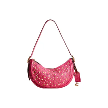 COACH Luna Leather Shoulder Bag, Handbag, Shoulder Bag Large Size Women's Watermelon Red