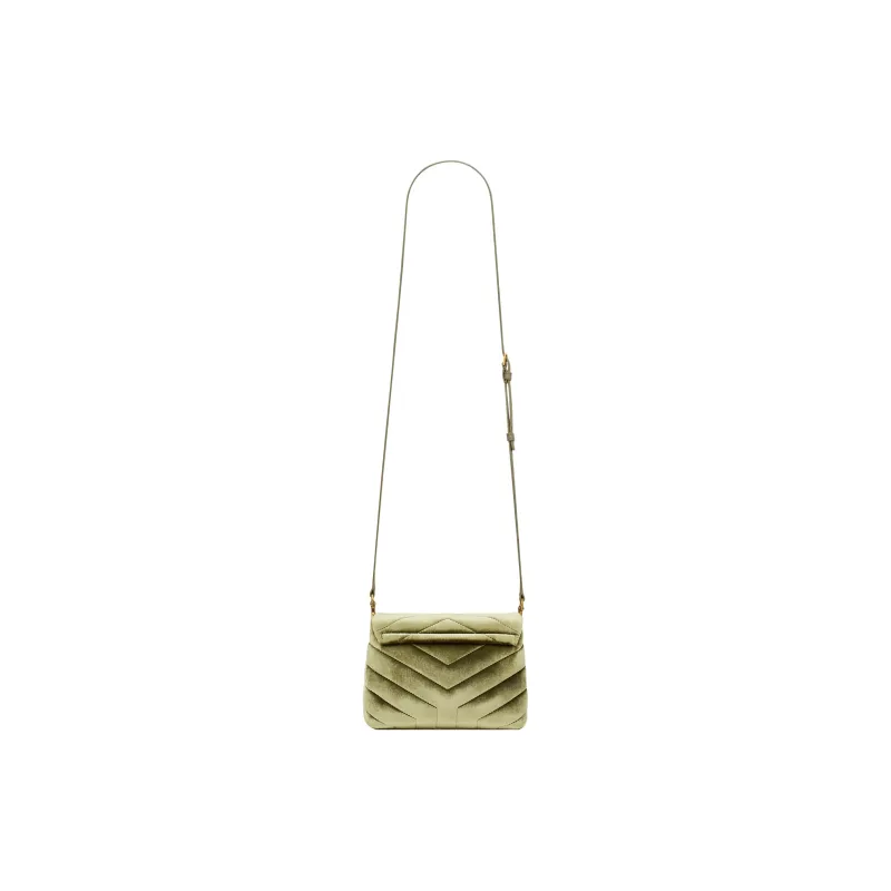 SAINT LAURENT LOULOU Velvet Cloud Bag Pillow Bag Chain Crossbody Bag Shoulder Bag Women's Light Olive-4