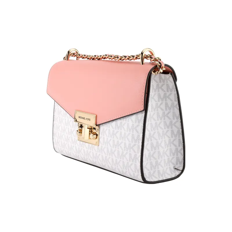 MICHAEL KORS Rose Cow Leather Shoulder Bag Crossbody Bag Women's White With Watermelon Red Accents-1