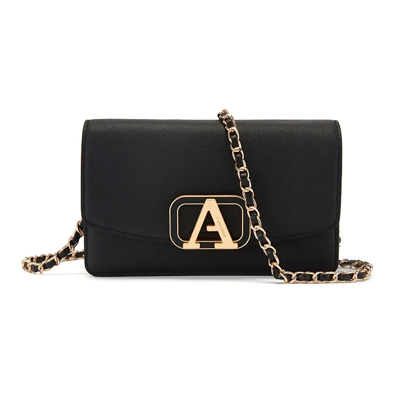 AQUASCUTUM Embossed Cow Leather Crossbody Bag Shoulder Bag Backpack Women's Brown & Black-4