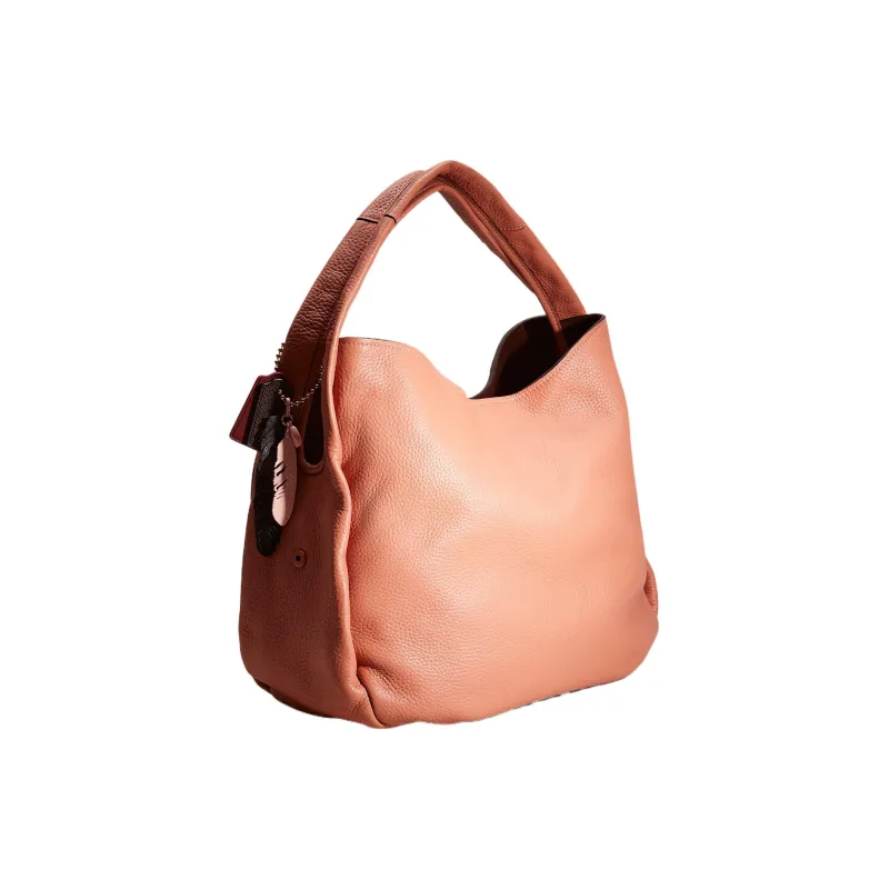 COACH Hobo Leather Hobo Bag One Shoulder Handbags Large Size Women's Light Brown-2