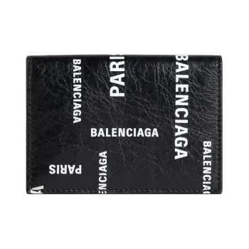 Balenciaga Allover Logo Printed Coin Mini Wallet