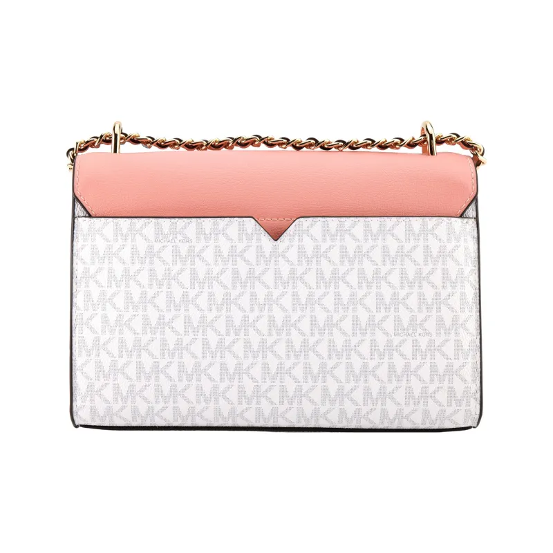 MICHAEL KORS Rose Cow Leather Shoulder Bag Crossbody Bag Women's White With Watermelon Red Accents-2