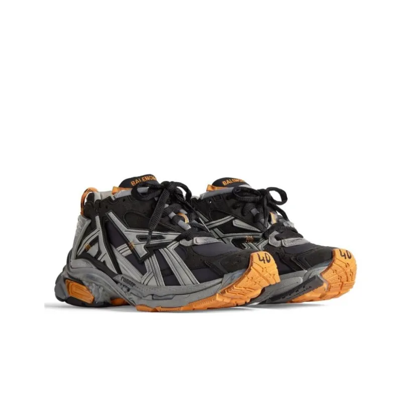 Balenciaga Low Top Casual Shoes Men's Gray Orange-2