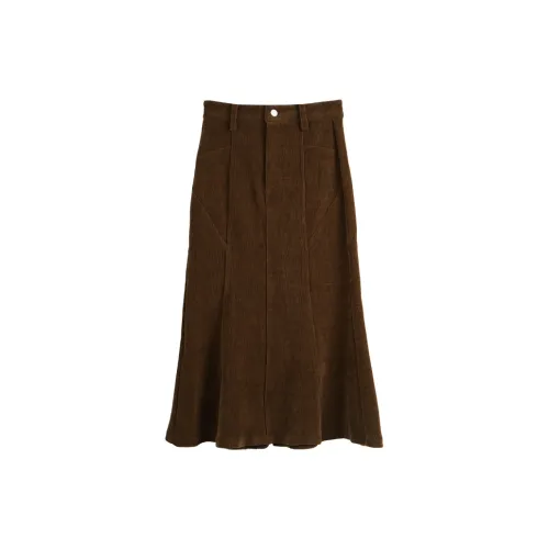 Olrain Casual Long Skirts Women's Coffee