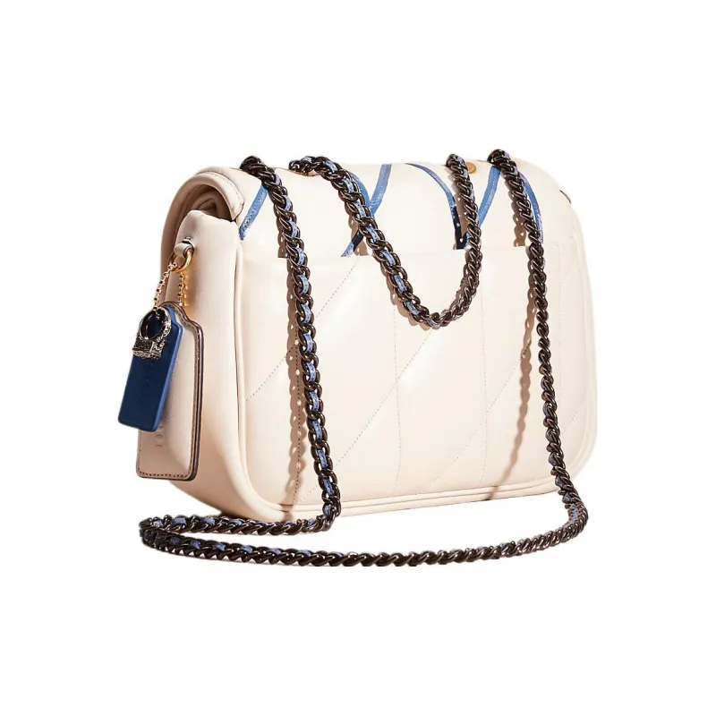 COACH Pillow Madison Leather Pillow Bag Handbag, Shoulder Bag Women's White & Blue-1