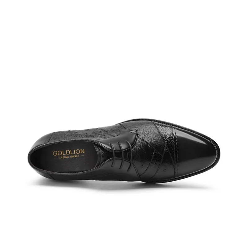 GOLDLION Dress Shoes Men Low Top Black/Gray-2