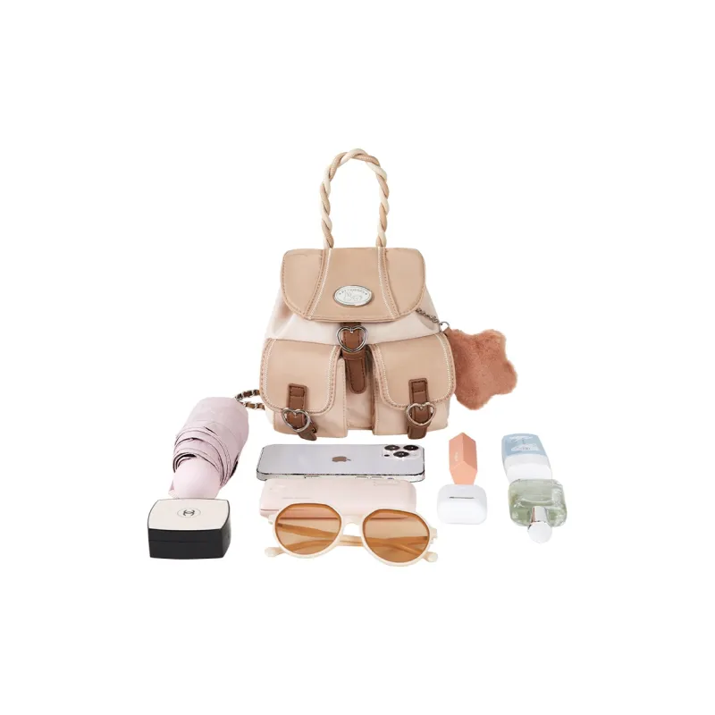 Miffy Nylon Fabric With PU Shoulder Bag, Crossbody Bag, Handbag Regular Women's Khaki/Ecru-4