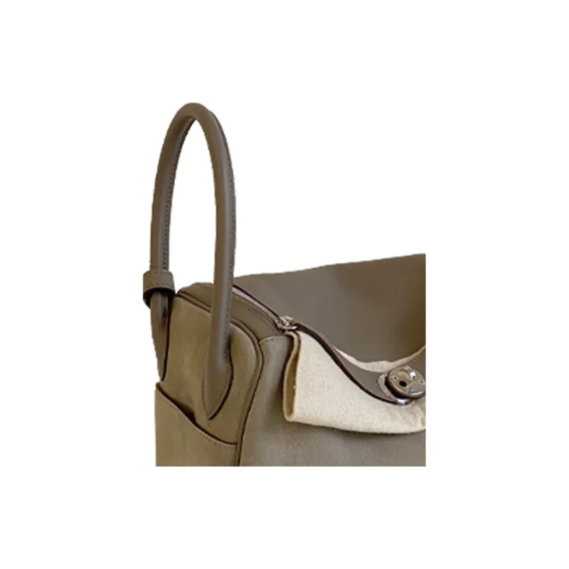 HERMES Lindy Grizzly Suede With Swift Leather Handbag, Shoulder Bag Regular Women's-3