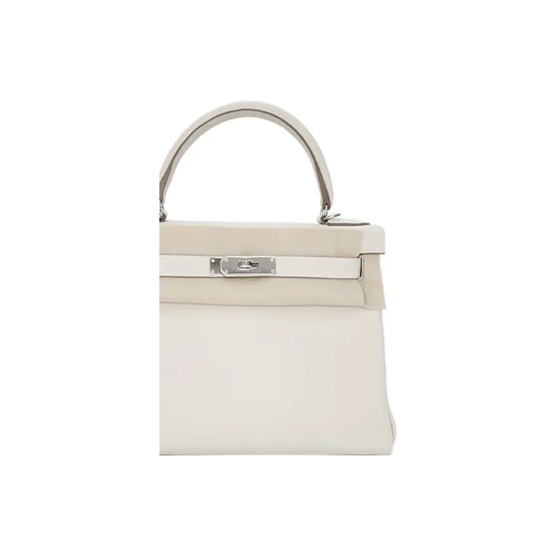 HERMES Kelly Togo Calfskin Handbag Women's 10 Craie Milkshake White-5