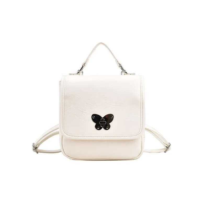 JANE KLAIN Synthetic Leather Girlish Backpack Handbag Shoulder Bag Regular Women's Black/Ecru/Khaki-9
